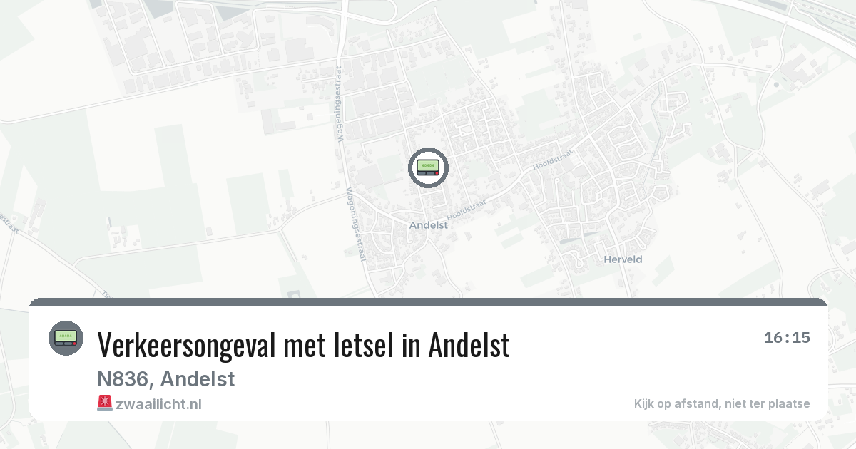 Verkeersongeval met letsel in Andelst — 1 jun 2026