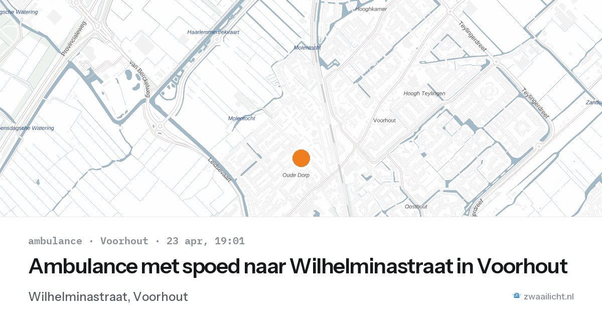 Ambulance met spoed naar Wilhelminastraat in Voorhout — 23 apr 2026