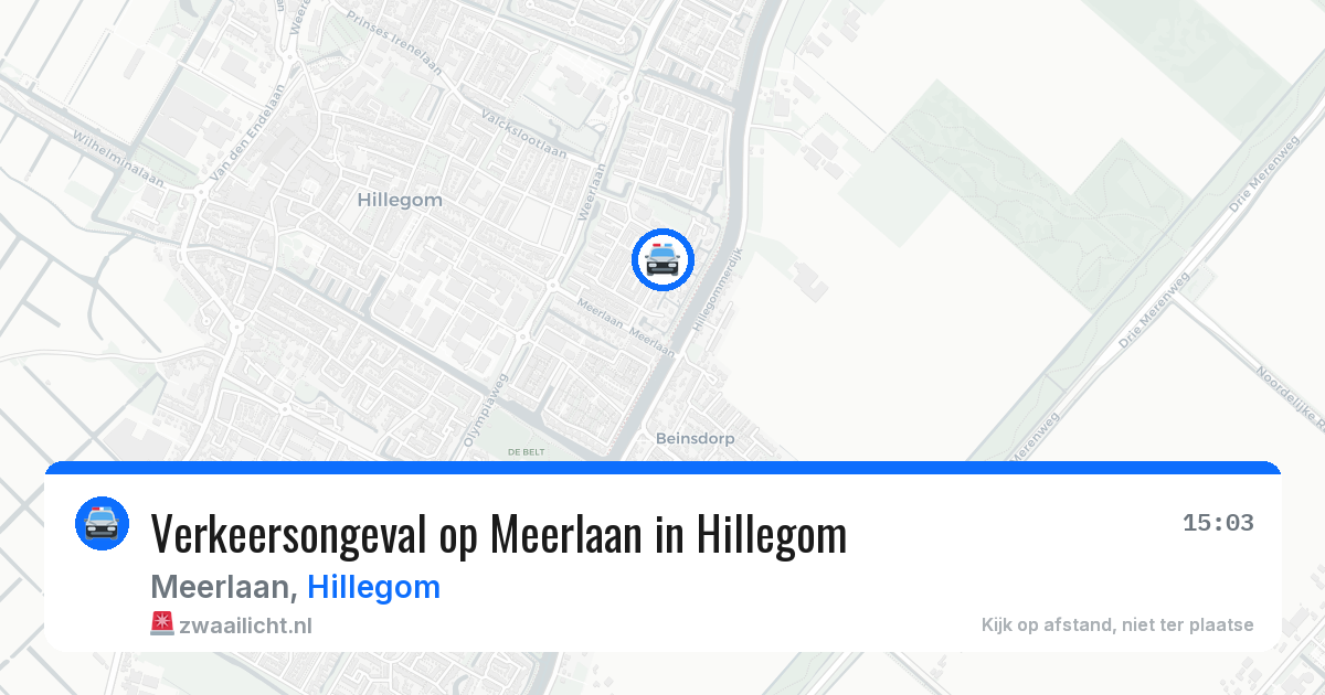 Verkeersongeval op Meerlaan in Hillegom — 7 aug 2026