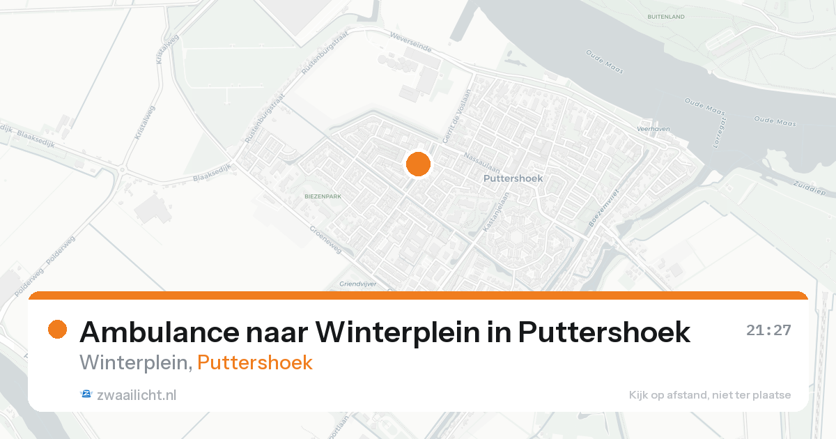 Ambulance naar Winterplein in Puttershoek — 22 aug 2026