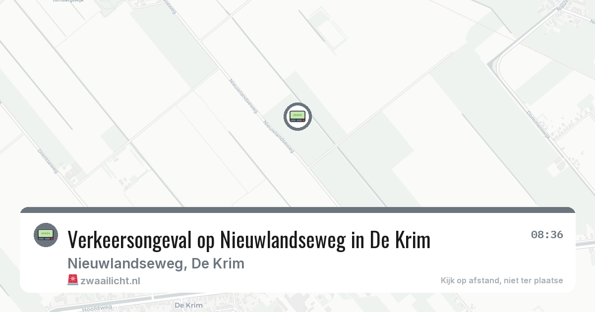 Verkeersongeval op Nieuwlandseweg in De Krim — 15 jun 2026