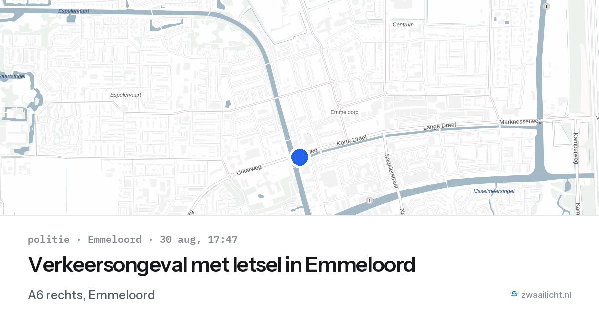 Verkeersongeval met letsel in Emmeloord — 30 aug 2026