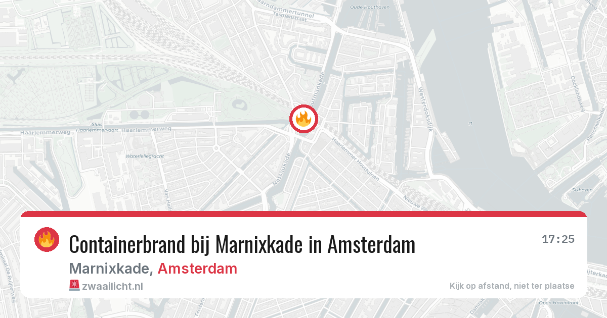 Containerbrand bij Marnixkade in Amsterdam — 9 jun 2026