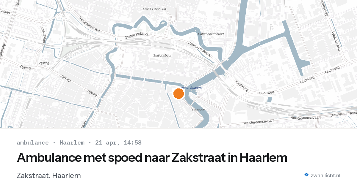 Ambulance met spoed naar Zakstraat in Haarlem — 21 apr 2026