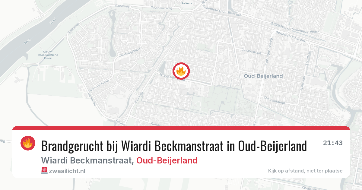 Brandgerucht bij Wiardi Beckmanstraat in Oud-Beijerland — 26 mei 2026
