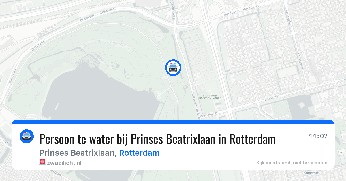 Persoon te water bij Prinses Beatrixlaan in Rotterdam — 10 aug 2026