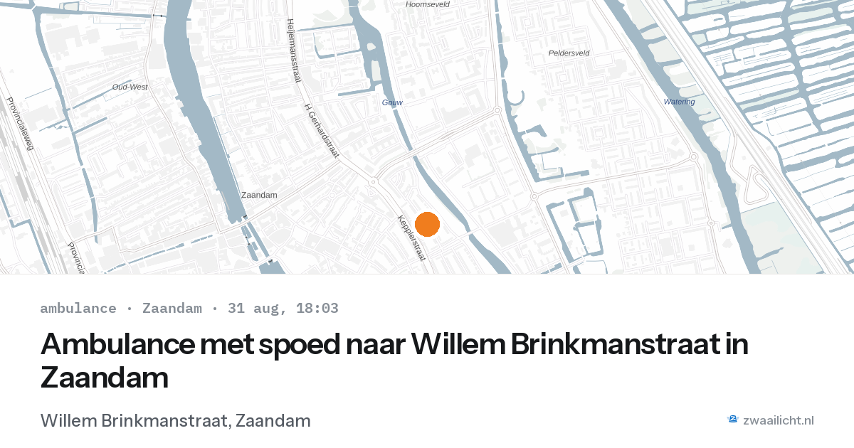 Ambulance met spoed naar Willem Brinkmanstraat in Zaandam — 31 aug 2026