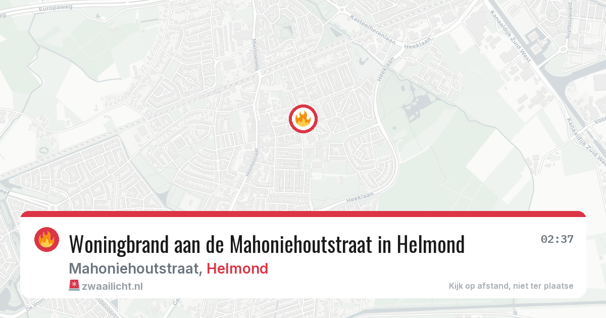 Woningbrand aan de Mahoniehoutstraat in Helmond — 28 jun 2026