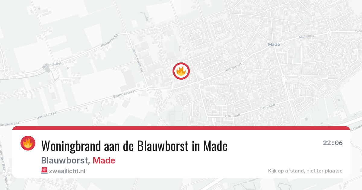 Woningbrand aan de Blauwborst in Made — 19 jun 2026