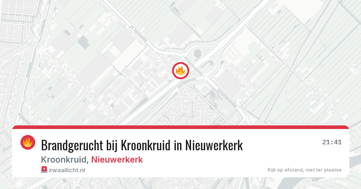 Brandgerucht bij Kroonkruid in Nieuwerkerk — 21 jun 2026