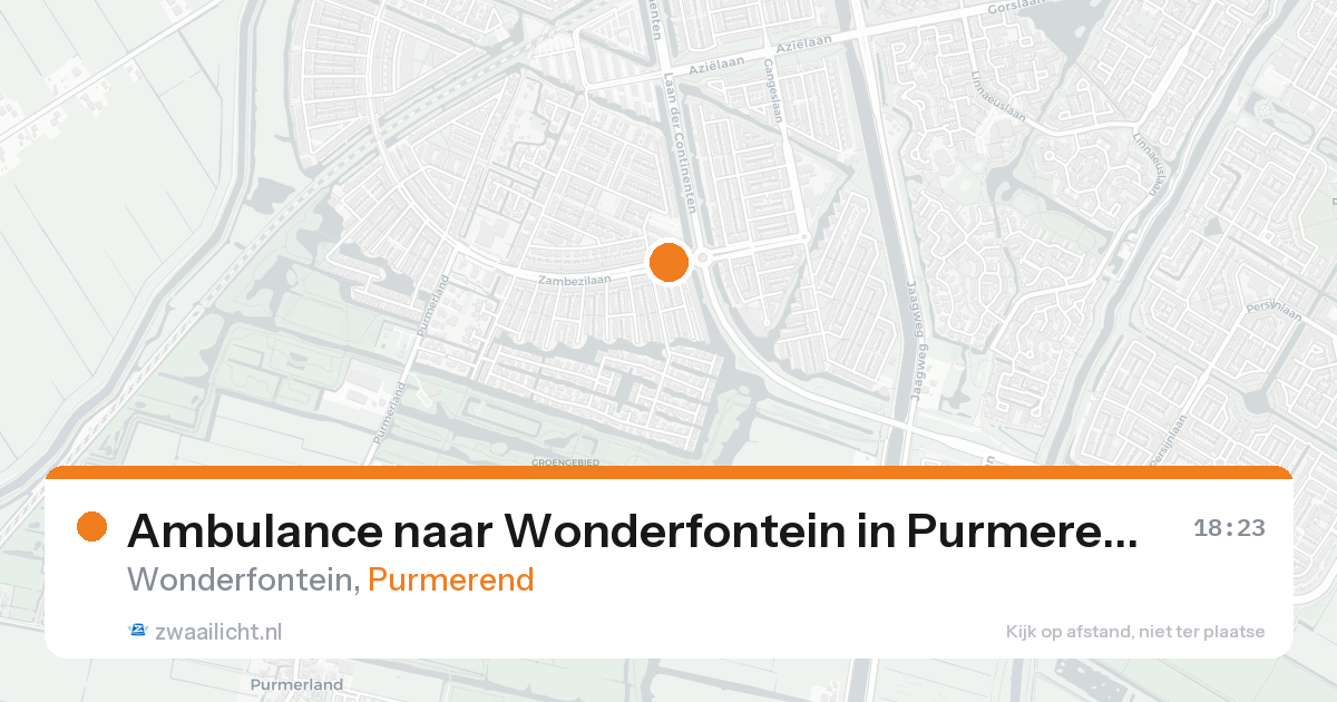Ambulance naar Wonderfontein in Purmerend — 15 aug 2026