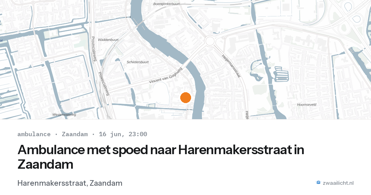Ambulance met spoed naar Harenmakersstraat in Zaandam — 16 jun 2026