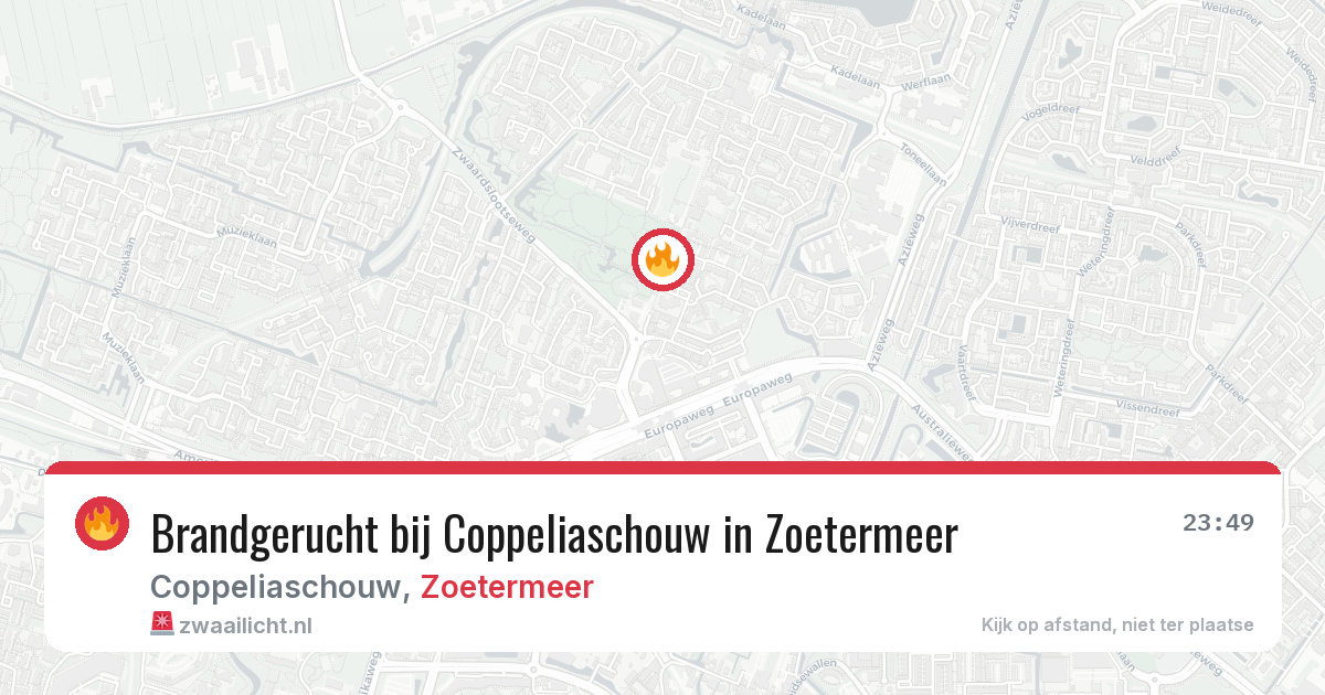 Brandgerucht bij Coppeliaschouw in Zoetermeer — 1 aug 2026