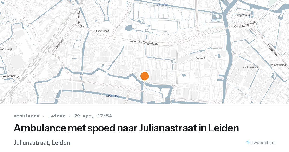 Ambulance met spoed naar Julianastraat in Leiden — 29 apr 2026