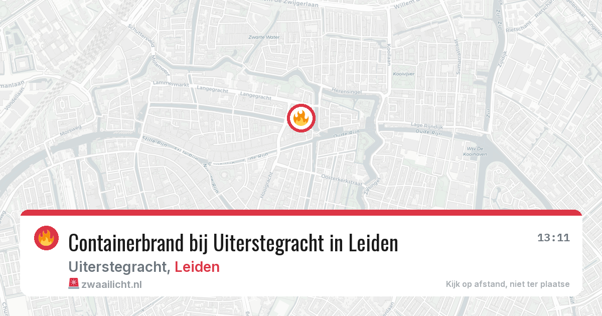 Containerbrand bij Uiterstegracht in Leiden — 9 jun 2026