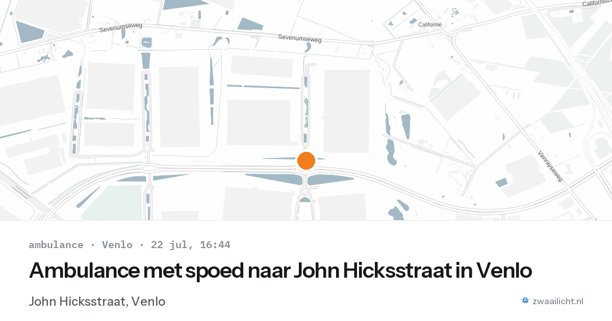 Ambulance met spoed naar John Hicksstraat in Venlo — 22 jul 2026
