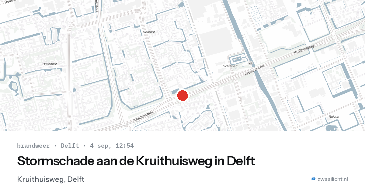 Stormschade aan de Kruithuisweg in Delft — 4 sep 2026
