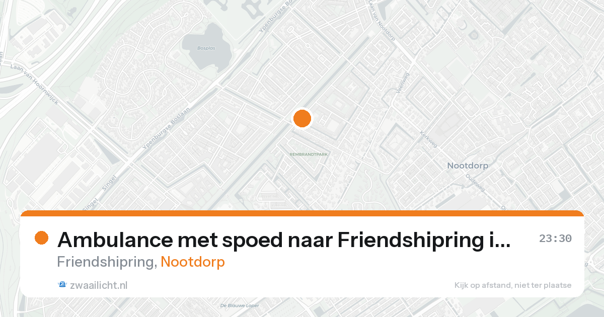 Ambulance met spoed naar Friendshipring in Nootdorp — 20 aug 2026