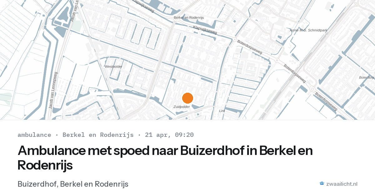 Ambulance met spoed naar Buizerdhof in Berkel en Rodenrijs — 21 apr 2026