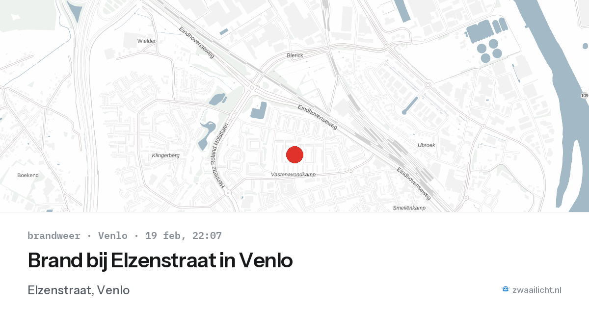 Brand bij Elzenstraat in Venlo — 19 feb 2026
