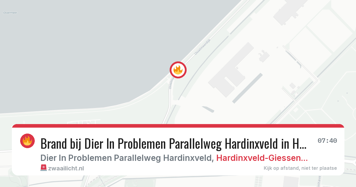 Brand bij Dier In Problemen Parallelweg Hardinxveld in Hardinxveld-Giessendam — 4 aug 2026
