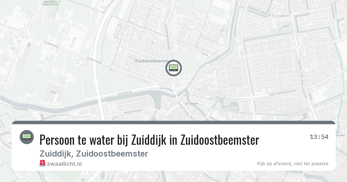 Persoon te water bij Zuiddijk in Zuidoostbeemster — 10 mrt 2026