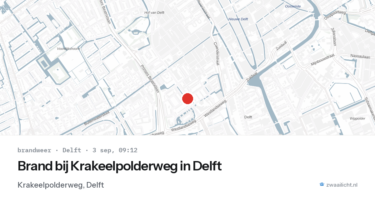 Brand bij Krakeelpolderweg in Delft — 3 sep 2026