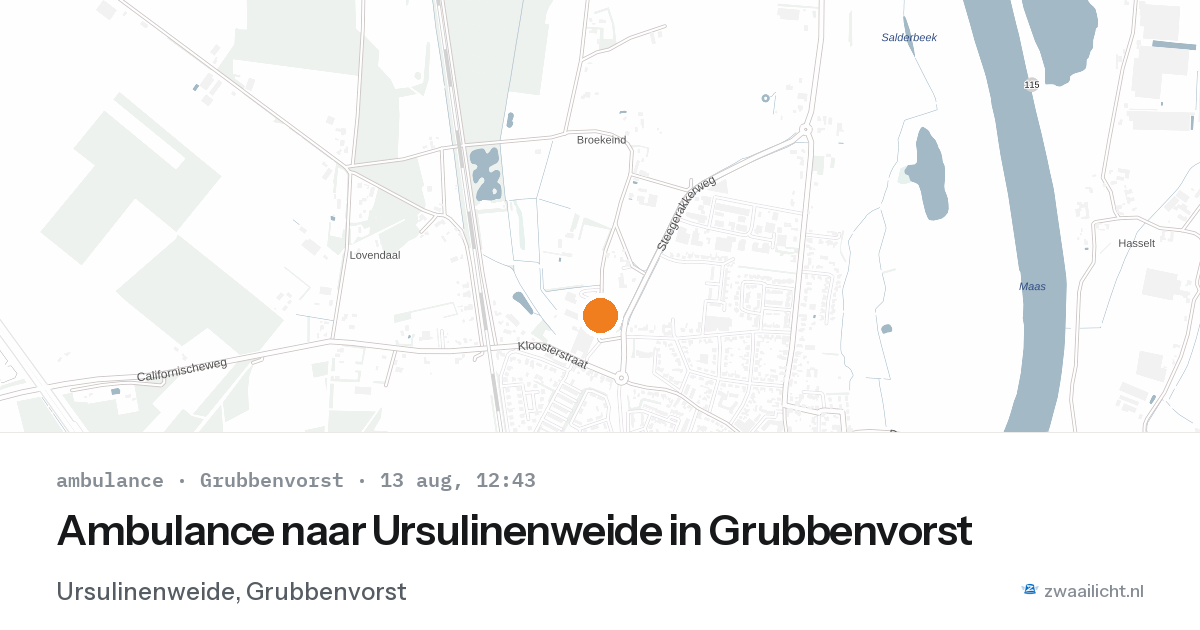 Ambulance naar Ursulinenweide in Grubbenvorst — 13 aug 2026