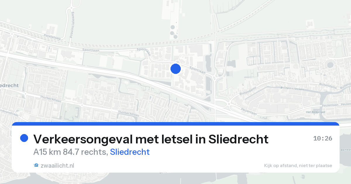 Verkeersongeval met letsel in Sliedrecht — 20 aug 2026