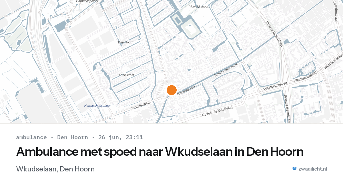 Ambulance met spoed naar Wkudselaan in Den Hoorn — 26 jun 2026