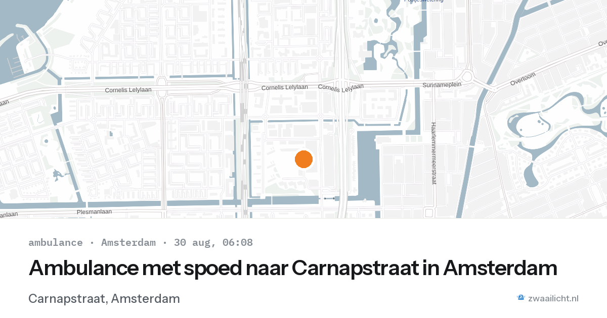 Ambulance met spoed naar Carnapstraat in Amsterdam — 30 aug 2026