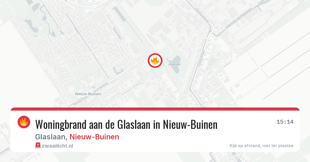 Woningbrand aan de Glaslaan in Nieuw-Buinen — 14 jun 2026
