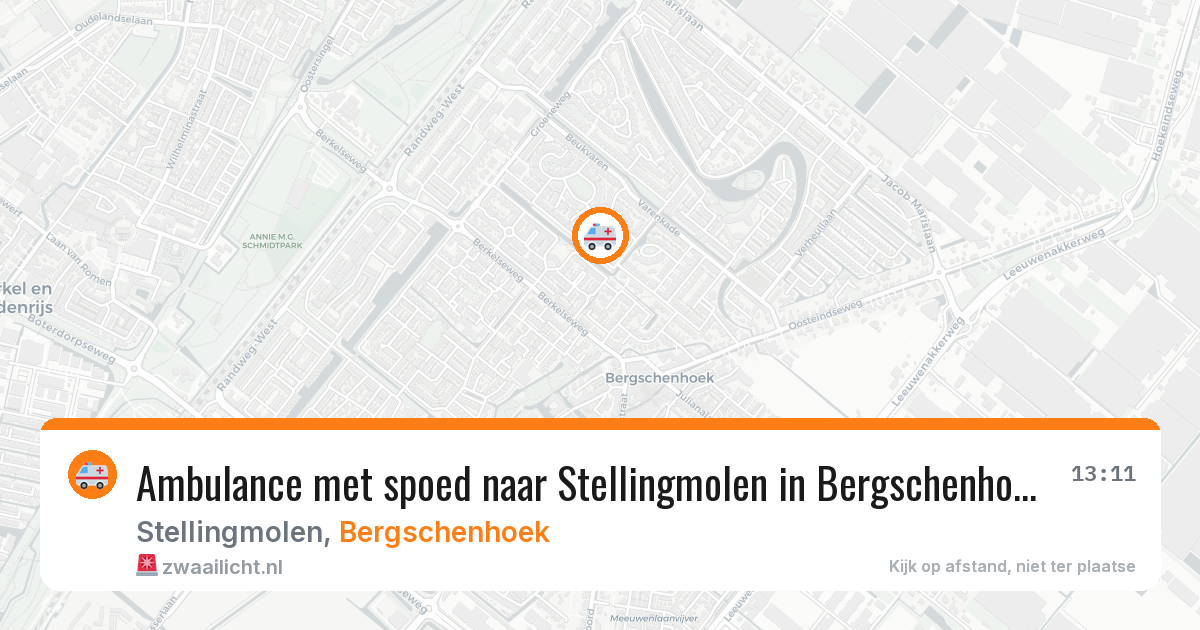 Ambulance met spoed naar Stellingmolen in Bergschenhoek — 11 jun 2026