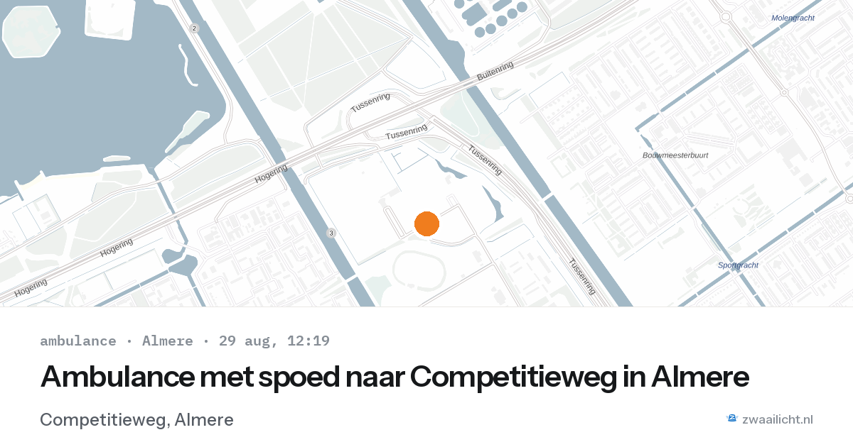 Ambulance met spoed naar Competitieweg in Almere — 29 aug 2026