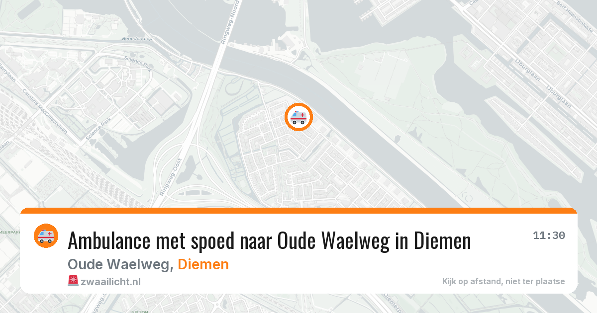 Ambulance met spoed naar Oude Waelweg in Diemen — 4 jul 2026