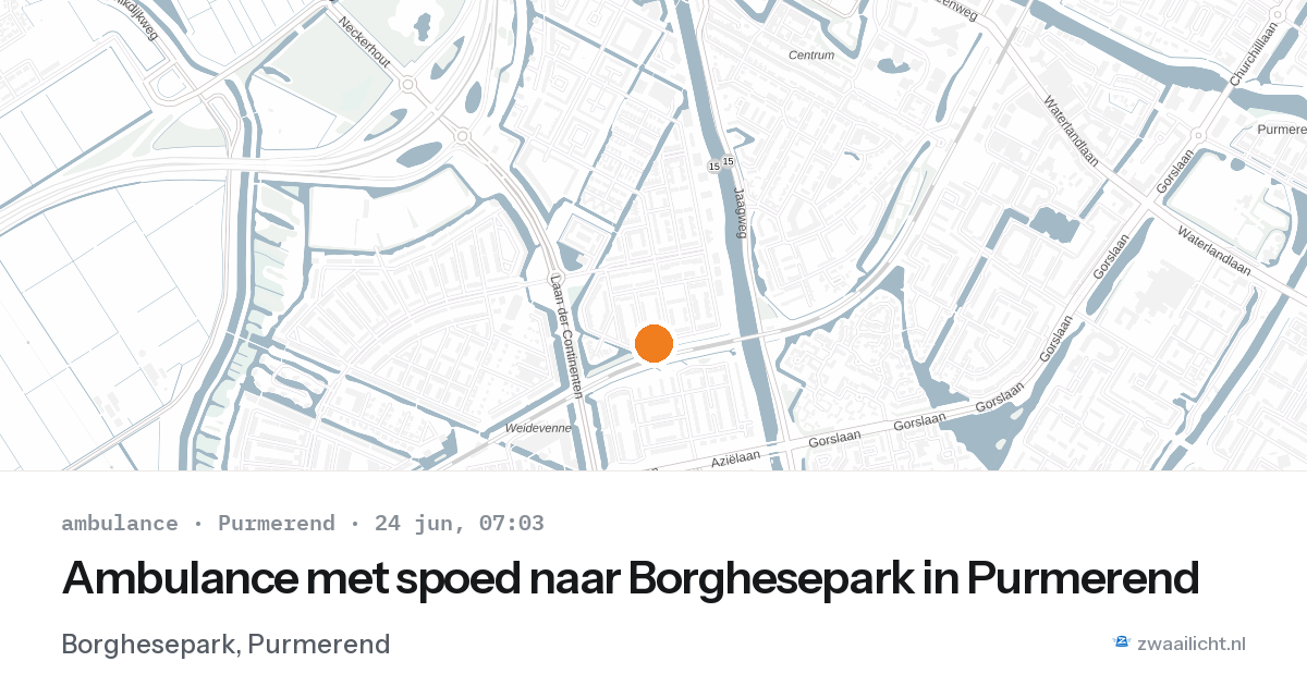 Ambulance met spoed naar Borghesepark in Purmerend — 24 jun 2026