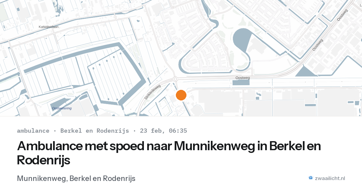 Ambulance met spoed naar Munnikenweg in Berkel en Rodenrijs — 23 feb 2026