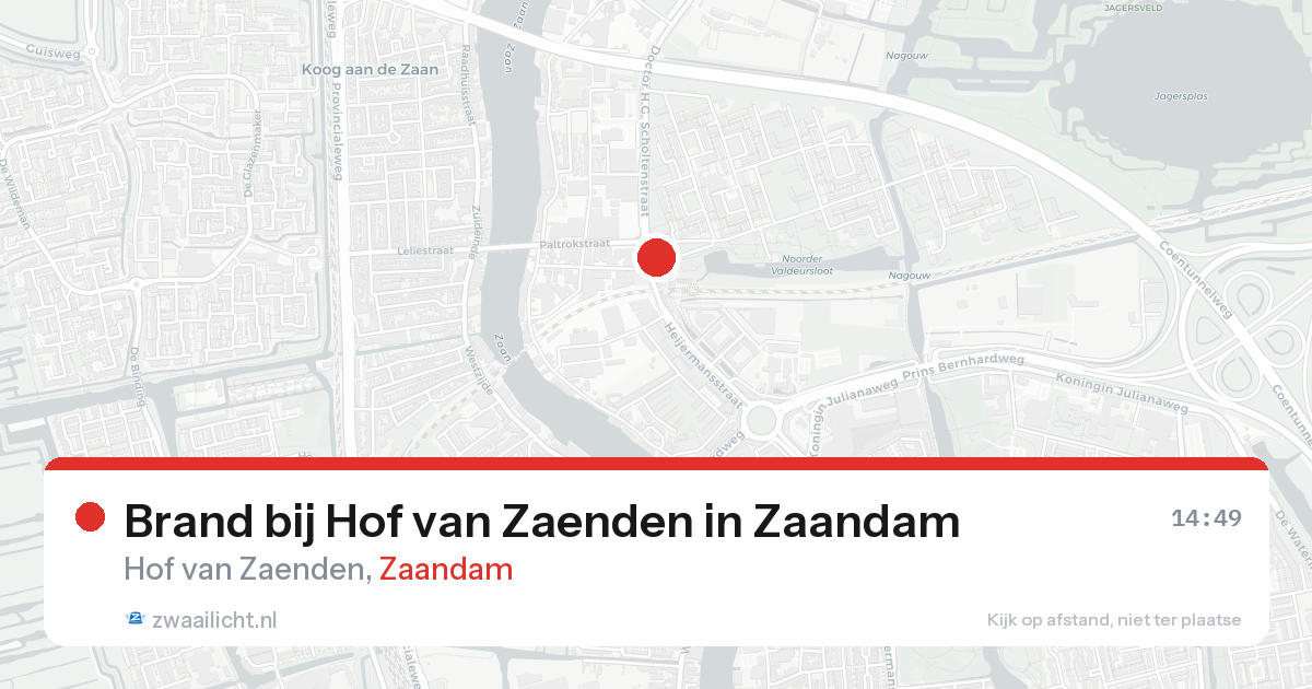 Brand bij Hof van Zaenden in Zaandam — 17 aug 2026