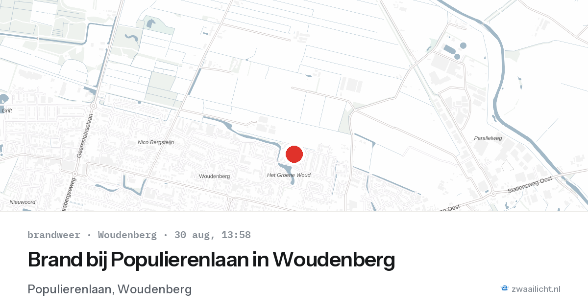 Brand bij Populierenlaan in Woudenberg — 30 aug 2026