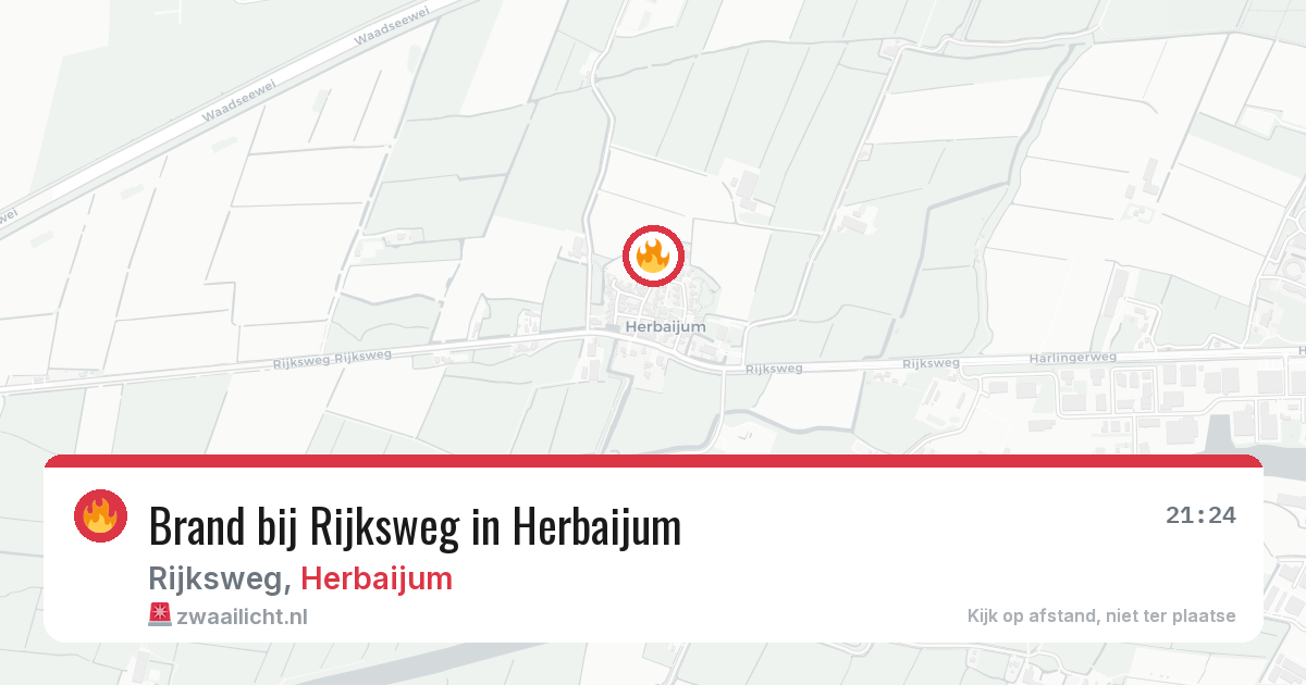 Brand bij Rijksweg in Herbaijum — 21 jun 2026