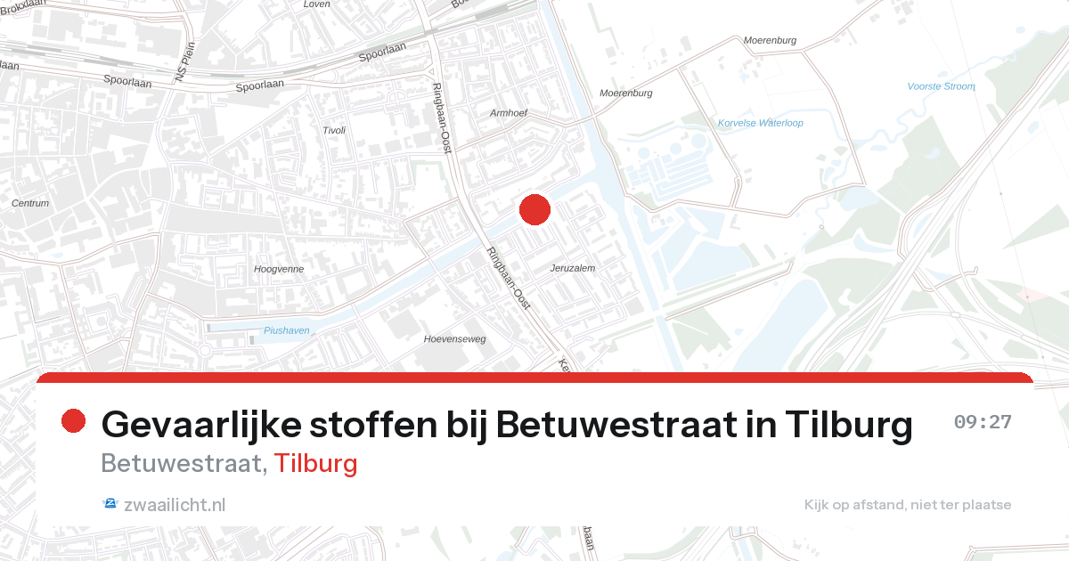 Gevaarlijke stoffen bij Betuwestraat in Tilburg — 27 aug 2026