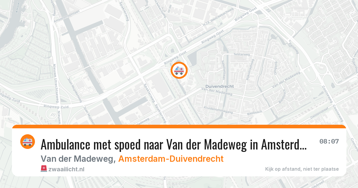 Ambulance met spoed naar Van der Madeweg in Amsterdam-Duivendrecht — 26 mei 2026