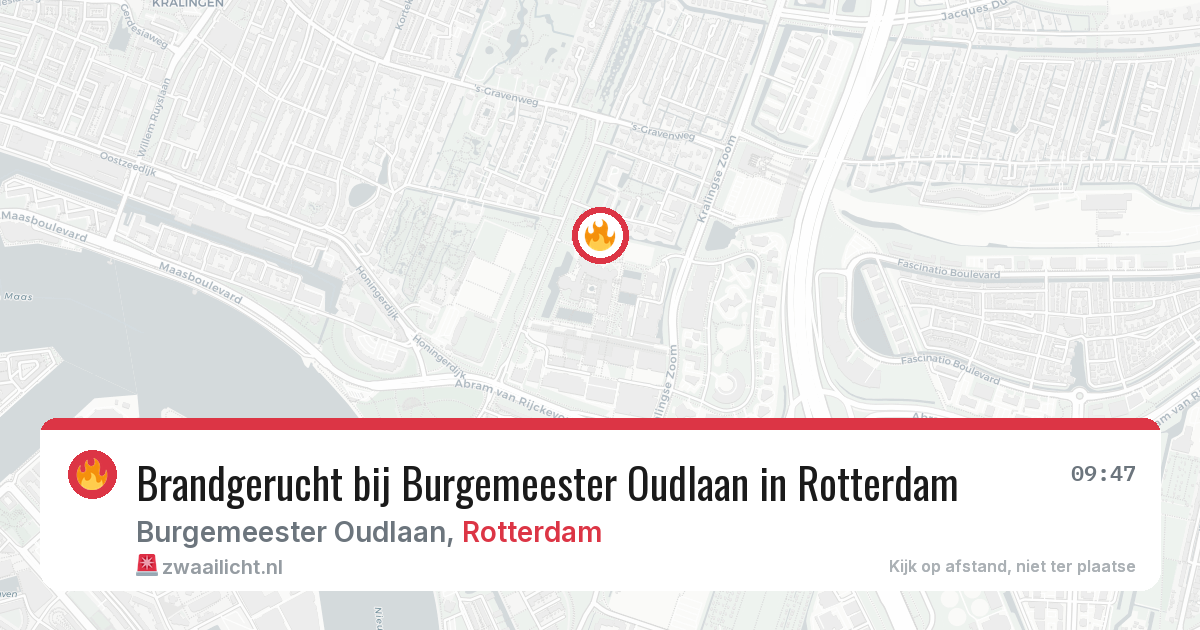 Brandgerucht bij Burgemeester Oudlaan in Rotterdam — 12 jul 2026