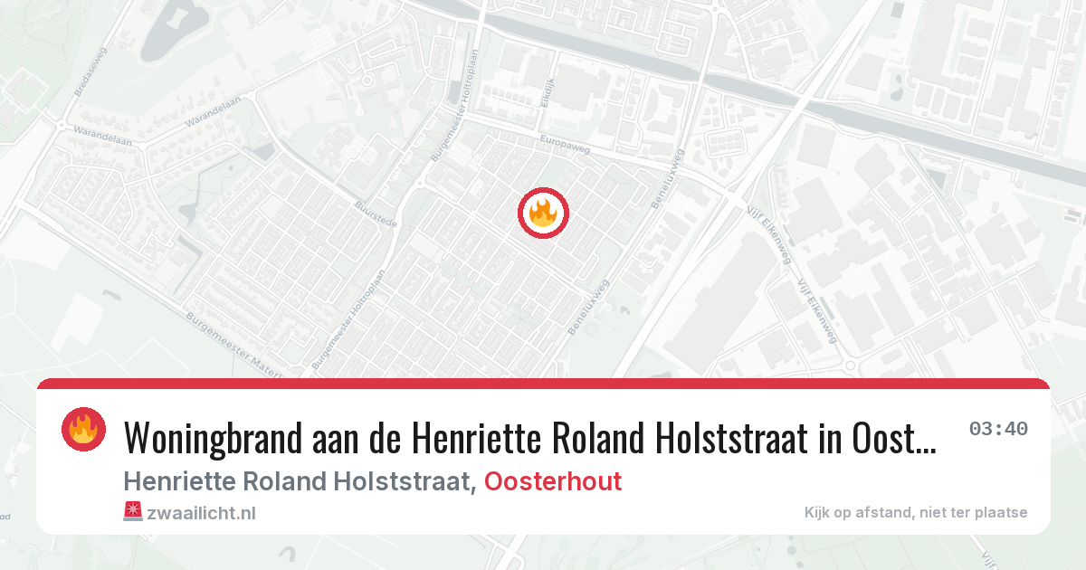 Woningbrand aan de Henriette Roland Holststraat in Oosterhout — 13 aug 2026