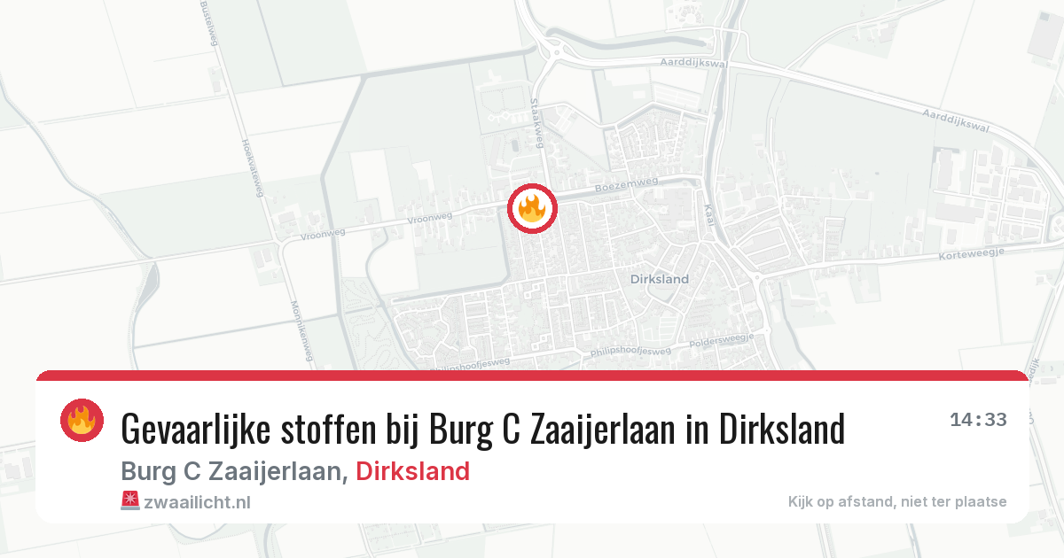 Gevaarlijke stoffen bij Burg C Zaaijerlaan in Dirksland — 11 aug 2026
