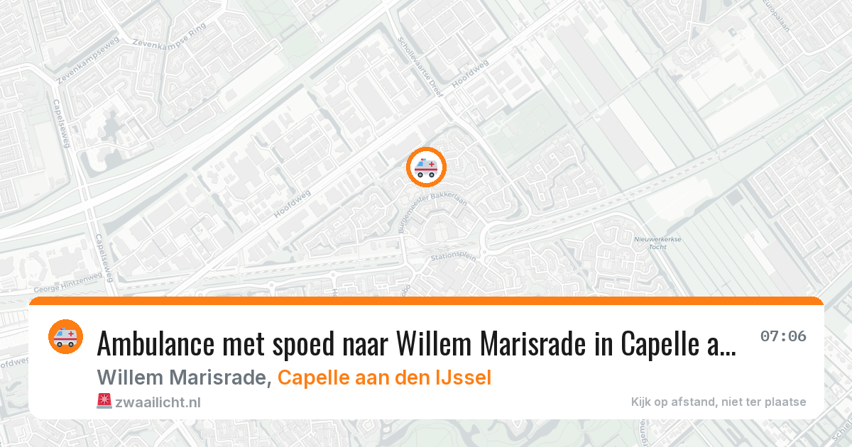 Ambulance met spoed naar Willem Marisrade in Capelle aan den IJssel — 6 aug 2026