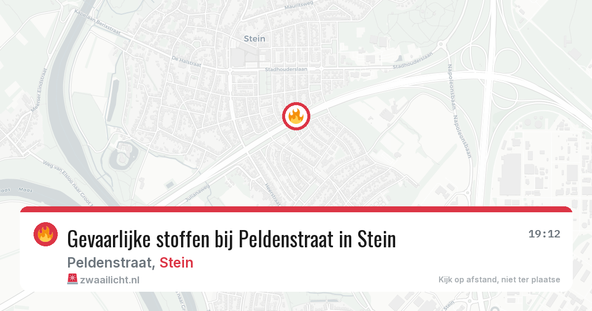 Gevaarlijke stoffen bij Peldenstraat in Stein — 1 aug 2026