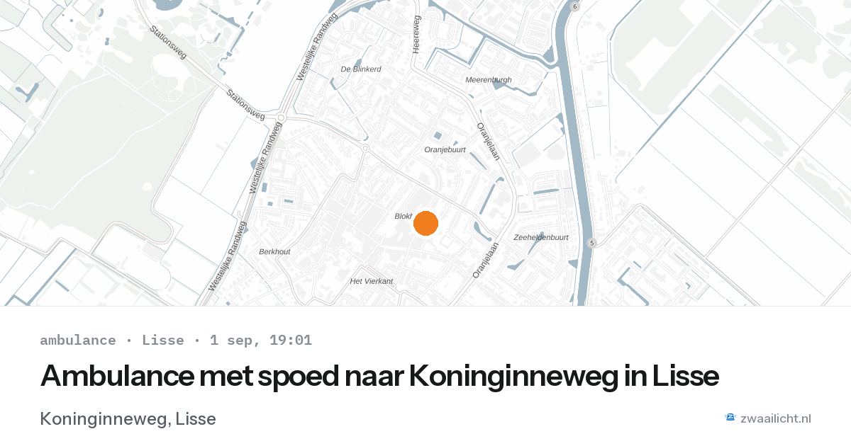 Ambulance met spoed naar Koninginneweg in Lisse — 1 sep 2026