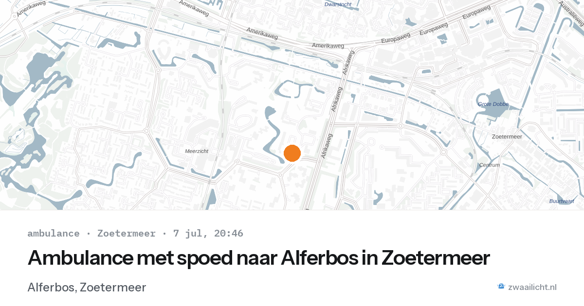 Ambulance met spoed naar Alferbos in Zoetermeer — 7 jul 2026