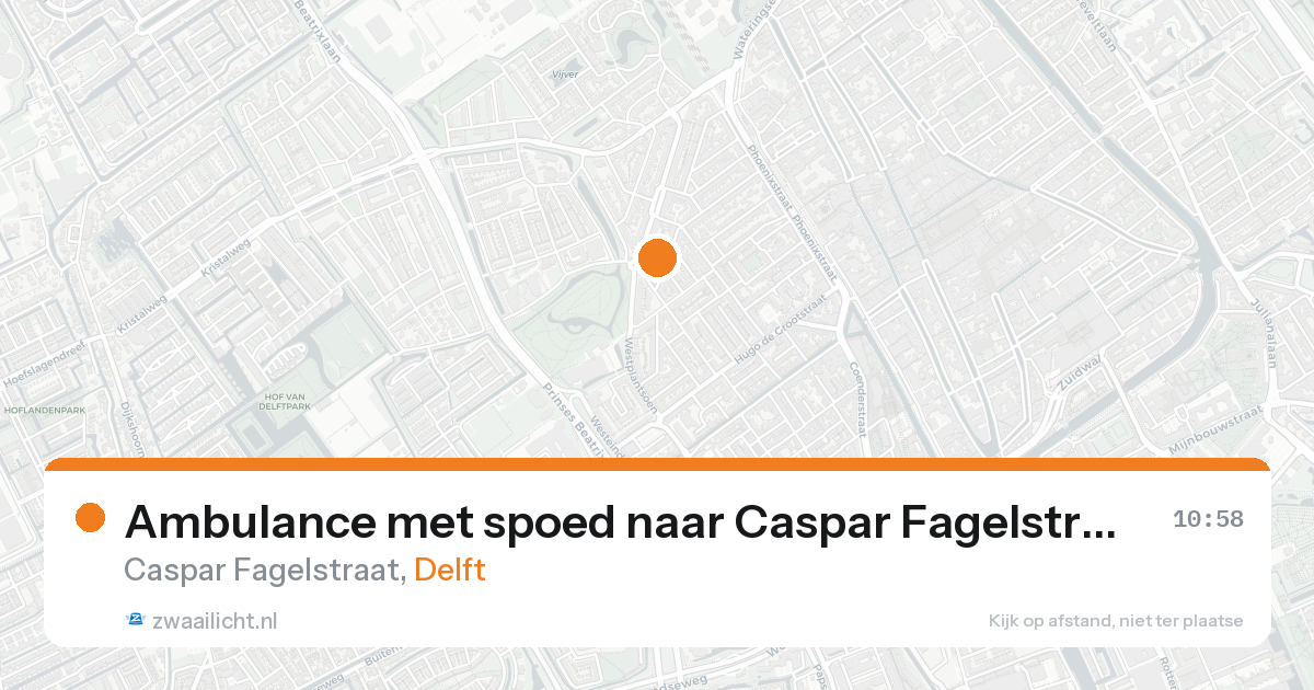 Ambulance met spoed naar Caspar Fagelstraat in Delft — 19 aug 2026